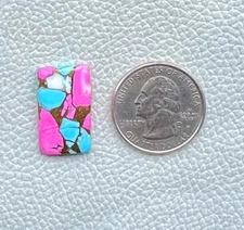 14 Ct Cotton Candy Kingman Turquoise Radiant Cabochon Pendant Gemstone DK=365