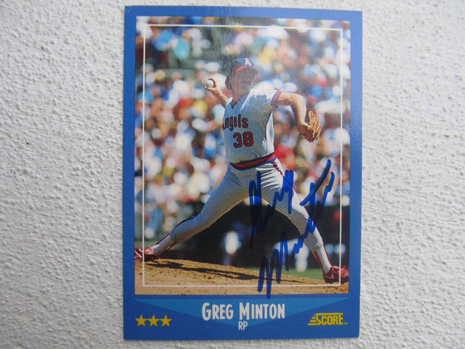 Angels Greg Minton Signed Autographed 1988 Score Nr.Mint