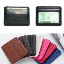 Slim Minimalist Front Pocket Wallet RFID Blocking Credit Card Holder ID Window