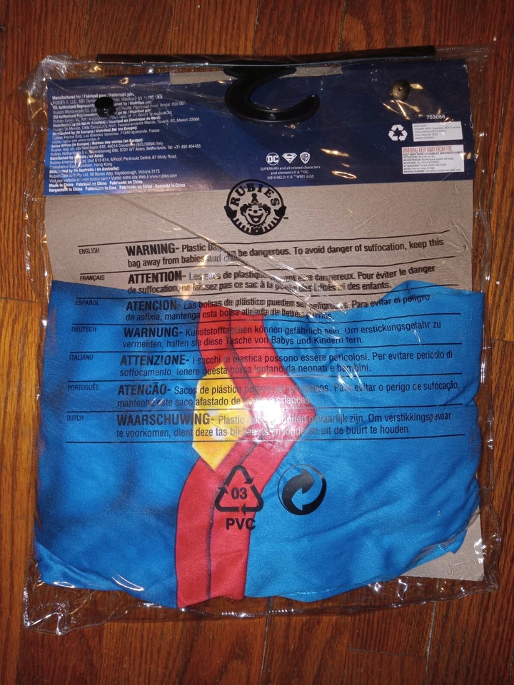DC SUPERMAN Costume Boys' Size M (7-8) Suit & Cape *NEW* Halloween (Rubies) - Image 2 of 3