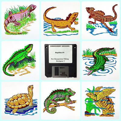 Reptiles Embroidery Designs Floppy Disk for Husqvarna Viking  Designer 1