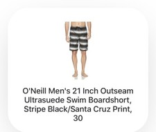O  neill Men  s 21 Inch Outseam Ultrasuade Swim Boardshort Stripe Black/Santa cruz