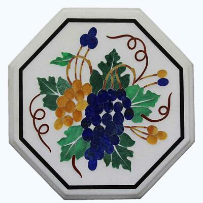 18'' white Marble Center corner Table Top multi Stone Inlay lapis malachite w8