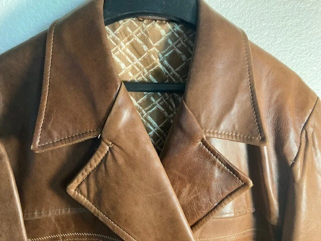 ROBERT LEWIS IDEA, Vintage, Años 70, Piel de Cordero, Chaqueta de Cuero, Talla 44, Marrón Foto 4 de 4