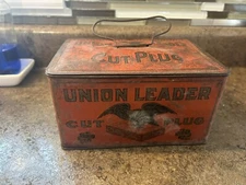 Union Leader Cut Plug Tobacco Tin  Smoke and Chew Lunch Box Size