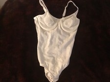 Vintage SEARS Shapewear White Bodysuit Adjustable Straps 36c Flower Pattern