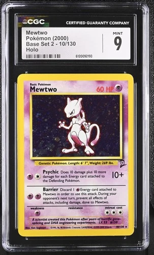 MEWTWO Base Set 2 Holo Rare #10 CGC 9 Vintage Pokemon [Nostalgium]