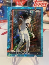2025 Topps Chrome Football Talanoa Hufanga #94 Aqua Wave Refractor /199 Broncos