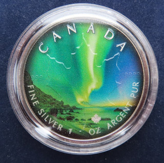 Kanada 5 Dollar 2020 Maple Leaf Polarlicht Whitehorse Town 1 Unze 999 Silber Ag