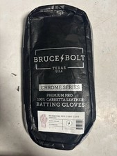 Bruce Bolt YOUTH Long Cuff Chrome Batting Gloves-WHITE/gray Youth Medium