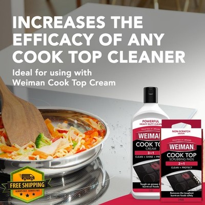 Weiman Cooktop Scrubbing Pads, 3 Count Scratch-Free Glass Ceramic
