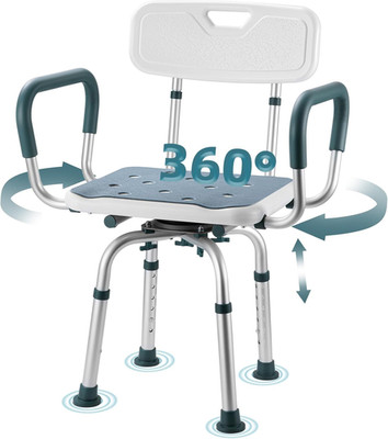 Swivel Shower Chair with Arms and Back, 400 Lbs Heavy Duty Shower Stool for insi