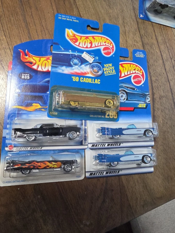 Hot Wheels Lot of 5 Cadillac 59 Eldorado 51 Cadillac Variations New - Image 2 of 4