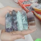 10.1LB 45 Natural Rainbow Fluorite Quartz Crystal Point Tower Polished Healing — photo 8