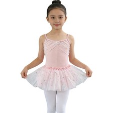 Kids Girls Leotard Stage Tutu Dress Shiny Sparkle Ballet Festival Performance