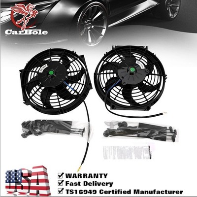 10'' 800 CFM Slim Fan Push Pull Electric Radiator Cooling Mount Kit Universal USA