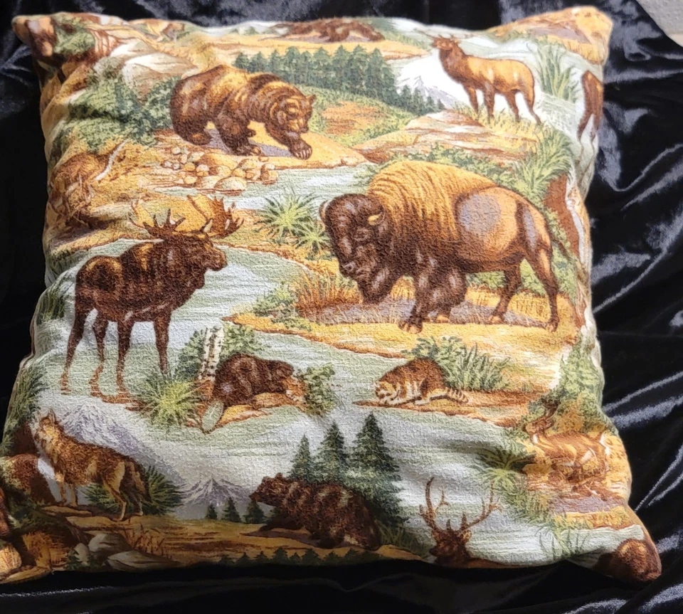 Bear Moose Stag Bison Rustic Lodge Cabin Hunting Throw Pillow Cover Man Cave - Image 3 of 4