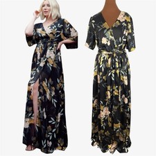 Baltic Born Black Sicily Maxi Floral Satin Dress Size XXL