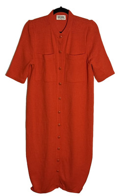 Vintage St John Knits Women's Red Knit Button-Down Dress Size 8