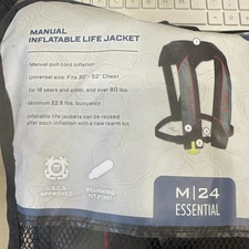 Onyx M-24 Manual Inflatable Unisex Life Jacket, U.S. Coast Guard Approved, Light