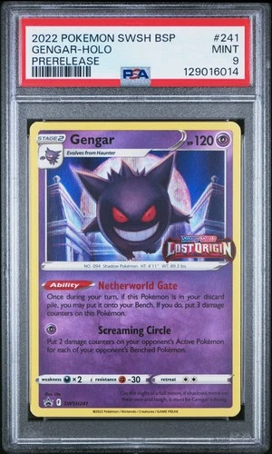 PSA 9 Gengar SWSH241 Lost Origin Prerelease Black Star Promo Pokemon Card
