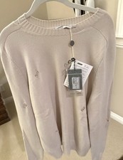 brand new W/ Tags alexander mcqueen distressed cream Men  s Sweater Size Marge