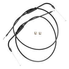Vinyl Stainless Steel Braided Extended Throttle and Idle Cable Kit 43.3" Black