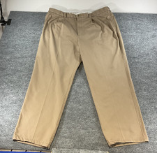 Oak Hill Pants Mens 48x34 Khaki Premium Dress Casual Big Tall Pleated Comfort Cl