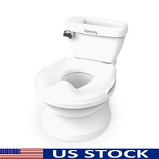 Toddler Potty Training Chair W/ Realistic Flush Handle  Storage Compartment New