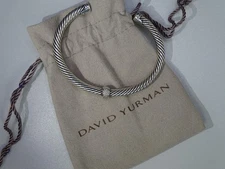 David Yurman Classic Cable Station Bracelet 925 18K Diamonds 4mm(17360-Designer)