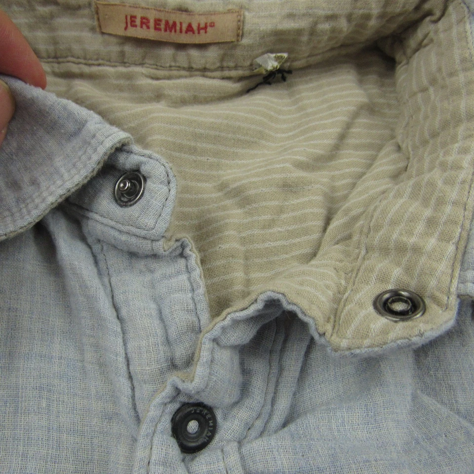 Jeremiah Shirt Mens Large Blue Brown Reversible Button Up Soft Cotton Casual - Image 4 of 4
