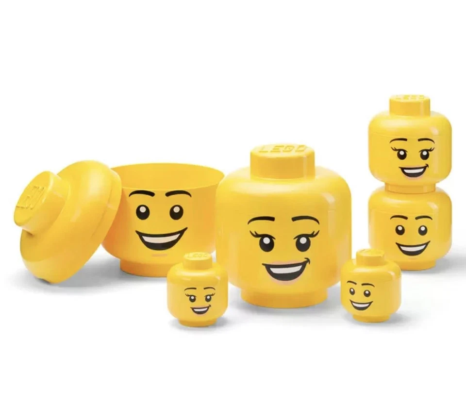 LEGO 6-Piece Storage Head Ultimate Set Fun Stackable Storage Boxes w/ Happy Face - image 2 of 2