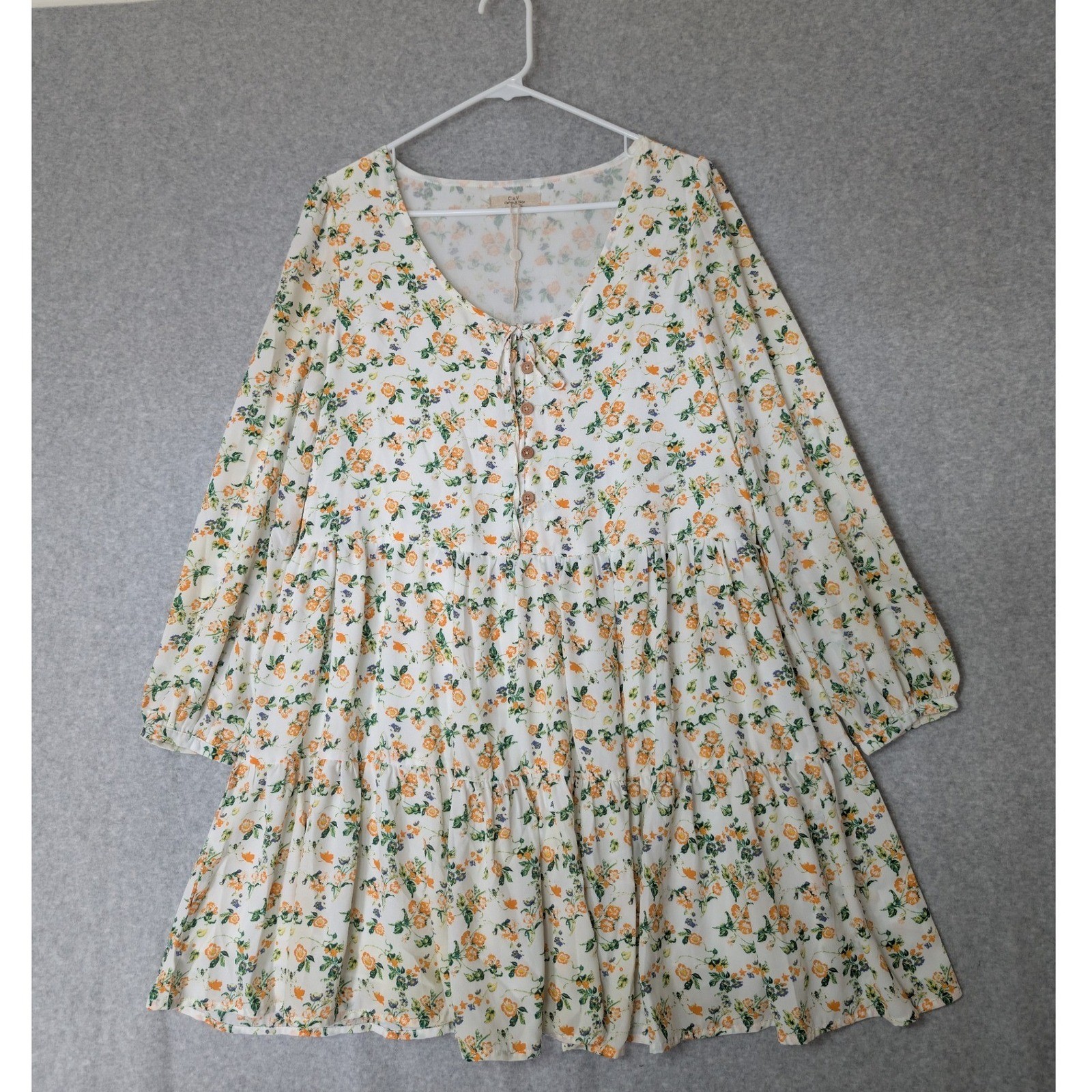 Chelsea & Violet Babydoll Mini Dress Large Floral Flowy Garden Party Cottagecore