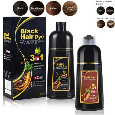 MEIDU 3 in1 Black, Dark Brown Hair Dye Shampoo Herbal Essences Hair Moisturizing 500ml
