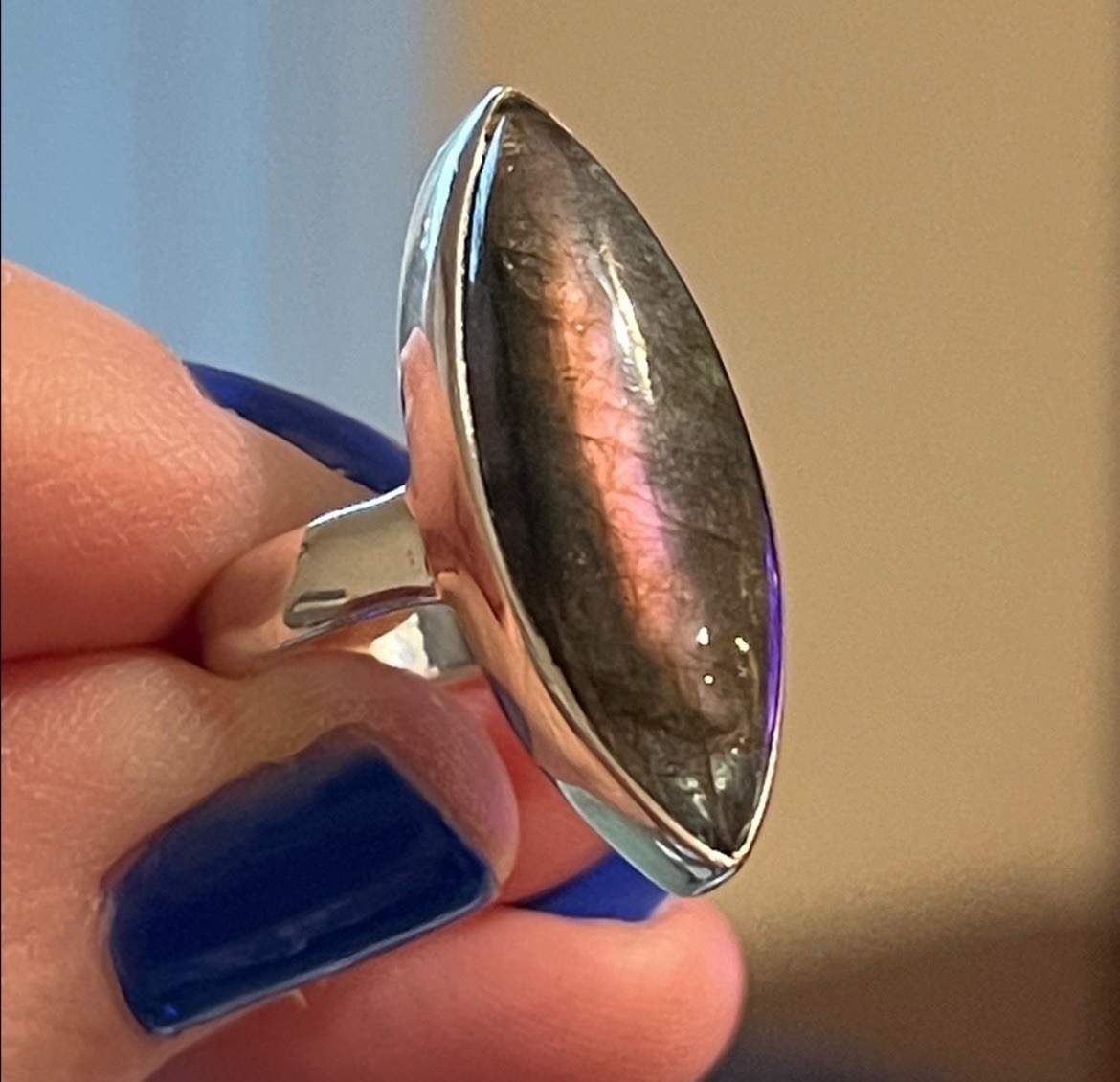 Dazzling Solid 925 Sterling Silver Labradorite Ri… - image 2