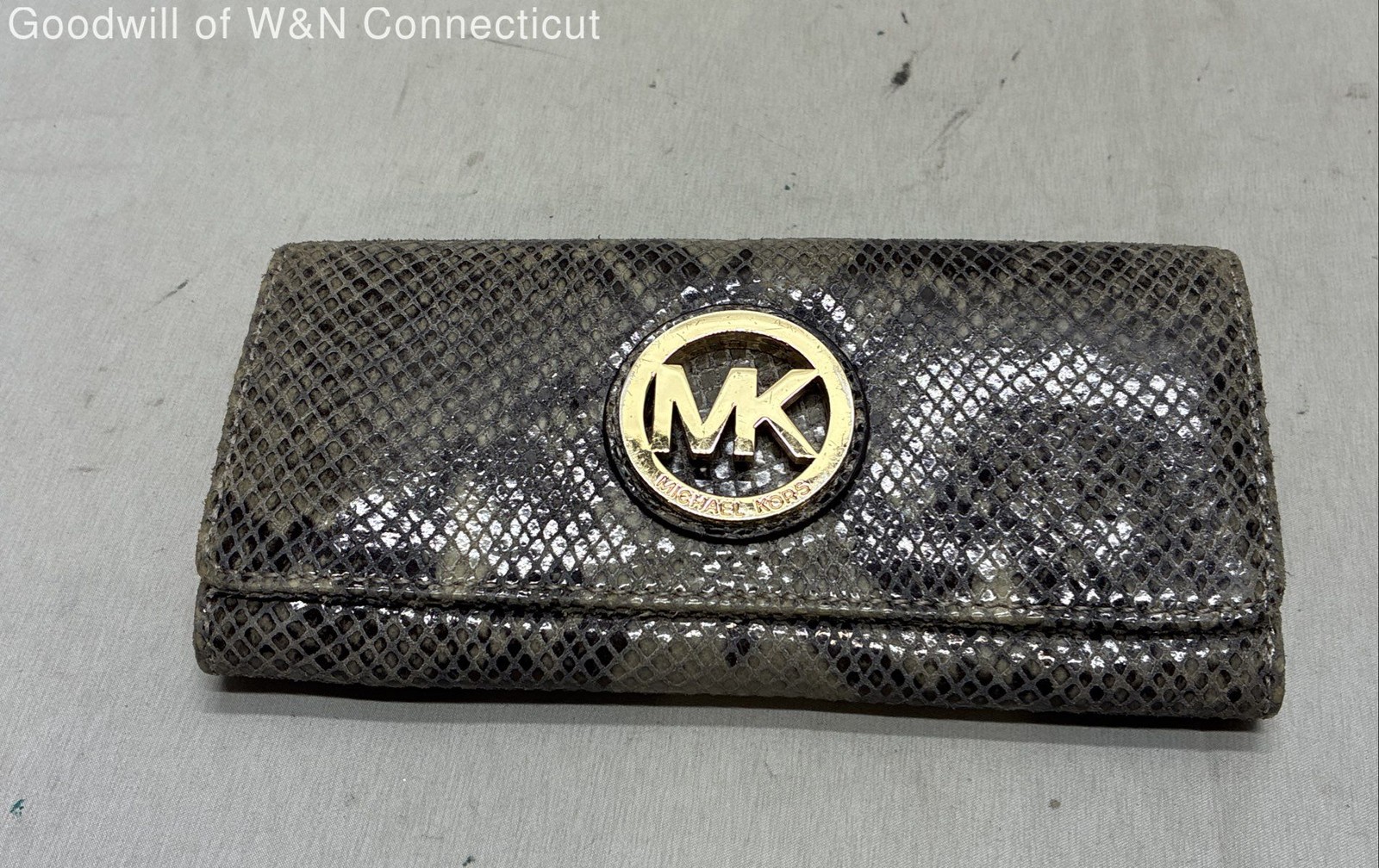 Michael Kors Gray Black Python Embossed Continent… - image 1