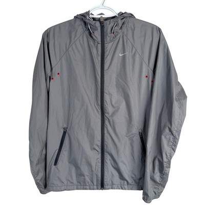 Nike Shield Flash Running Jacket Hooded Reflective Windbreaker Women M Full Zip