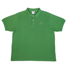 VTG Lacoste Green Polo Men's Size 6 L Oversize Croc Logo Peru 100 Cotton