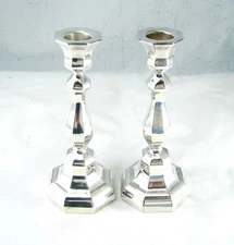 Marked 925, Sterling Pair Octagonal Candlesticks Not Weighted 6 1/4"