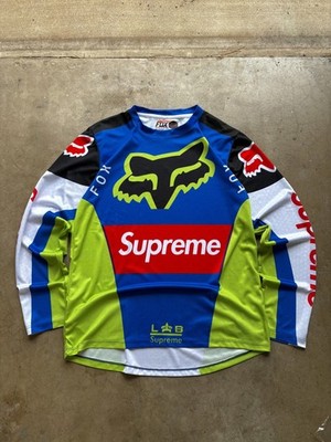 Supreme x Fox Racing Moto Jersey Size Medium Blue/Green Brand New