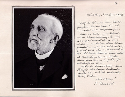 Philipp Lenard - Nobelpreis Physik 1905 - original signiert ''1942''