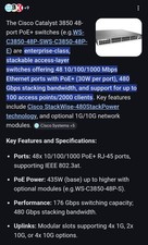 Cisco Catalyst 3850 WS-C3850-48P 48-Port PoE+...