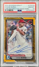 Chase Burns - 2024 Bowman Draft Chrome 1st Gold Shimmer Auto /50 TOP PROSPECT!