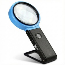 VisionAid Hands-Free Magnifying Glass with Stand, LED Lights, 4 inches, Black