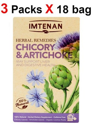 3 Packs Imtenan Chicory And Artichoke herbal Tea 3 X 18 bags الشيكوريا والخرشوف