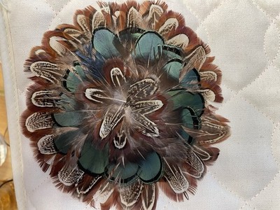 4 PEACOCK  FEATHER PADS Rare New Pads; Headband/Hats/Craft/5  Coaster/Decor NIP