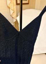 Hunter & Brown Black Crochet Knit Halter Midi Dress Size Medium