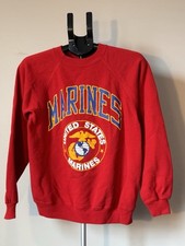 VTG USMC Sweatshirt Men's Large Hanes 80s Sweatshirt Small Hole On Hem Piling