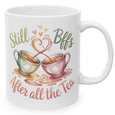 Still BFFs After All the Tea Funny Friendship Mug Bestie Gift Idea