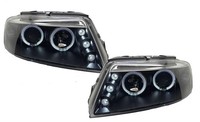LHD Scheinwerfer Set Paar Angel Eyes Klar Schwarz FüR VW Passat Typ3Bg 00-05